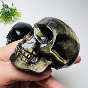 Bulk Groothandel Hoge Kwaliteit Hand Gesneden Natuurlijke Gouden Obsidiaan Kristallen Schedels Voor Decoratie - Product Image 4