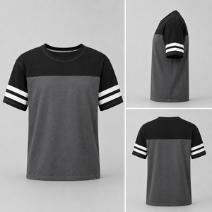 Camiseta Varsity Personalizada para Hombre, Camiseta Deportiva con Bloques de Color, Manga con Rayas Estilo Universitario, Ropa de Estilo Universitario, Fabricante OEM ODM de Marca Privada - Product Image 4