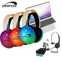Headphone Wireless Silent Disco LED Glow Over-ear Laris Manis dengan ENC IPX3 Tahan Air Jangkauan 505M Latensi Rendah untuk Yoga Pilates