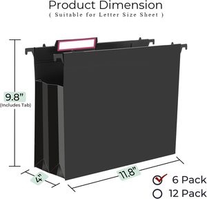 6-Pack đen nặng không thấm nước A4 Văn phòng phẩm có kích thước treo thư mục, 4-inch mở rộng accordion thư mục với nhãn tập tin lớn. - Product Image 2