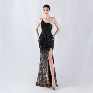 2026 Gold Pailletten One-Shoulder Häkel Ballkleid Schlichtes Formelles Abendkleid für Damen Hochwertig Bestickt Sexy für Abschlussball Dinnerparty - Product Image 3