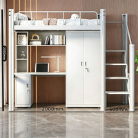 Lit superposé robuste en métal pour étudiant avec bureau et armoire, lit superposé gain de place pour dortoir, personnel, appartement, chambre