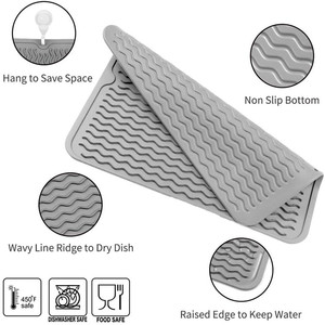 Tapis de séchage en silicone résistant à la chaleur et compatible lave-vaisselle pour évier de cuisine, dessous de plat en silicone durable - Product Image 4