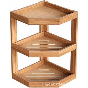 Cross-border bamboo double-layer fruit <b>storage</b> <b>rack</b>, kitchen countertop condiment bottle organizer, <b>wooden</b> multi-functional - Product Image 3