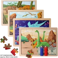 Puzzle éducatif en bois pour adolescents, thème dinosaures et scènes préhistoriques, avec revêtement pigmentaire à base d'eau, découpe pressée, finition mate lisse