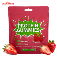 Gummies protéinés à la fraise pour adultes, faibles en sucre, complément nutritionnel pour le fitness