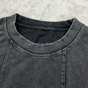 เสื้อยืดโอเวอร์ไซส์ผ้าฝ้ายสไตล์วินเทจ ตัดเย็บแบบต่อผ้า ทรงครอป พิมพ์ลายกราฟิกสีดำแบบไม่สมมาตร ล้างสีแบบแอซิดวอช สำหรับผู้ชาย - Product Image 2