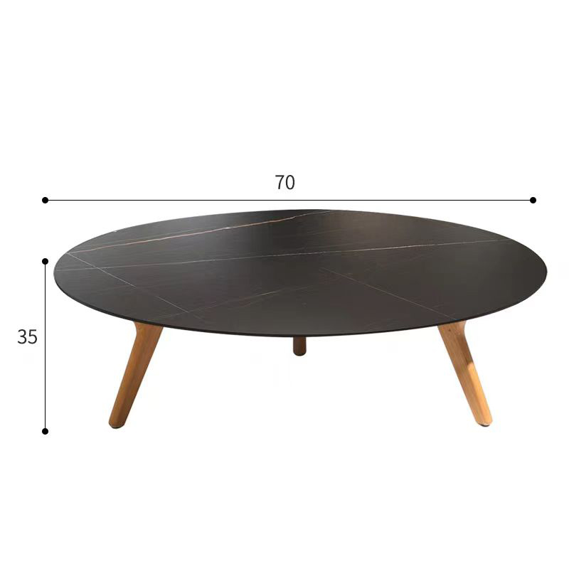 Table basse en dalle de roche avec pieds en bois de 70 cm