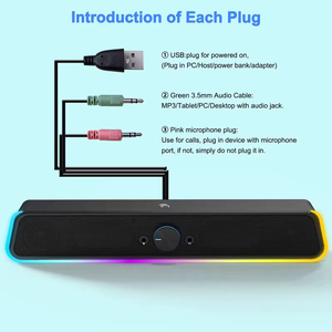 Máy tính để bàn TV Sound Bar Aux USB có dây màu xanh răng loa rạp hát tại nhà Surround Soundbar <span class=keywords><strong>PC</strong></span> TV Loa máy tính thanh hộp loa - Product Image 3