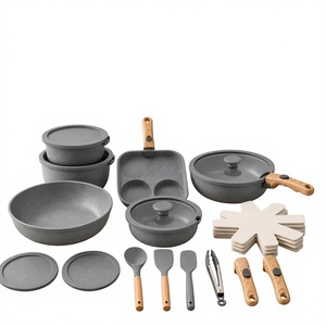 Ensemble de casseroles et poêles de haute qualité avec poignées amovibles, revêtement céramique noir antiadhésif, en aluminium forgé - Product Image 1