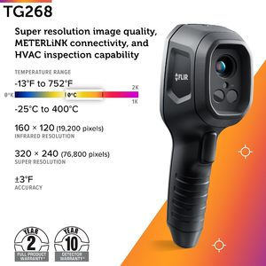 กล้องถ่ายภาพความร้อน FLIR TG268 - ความละเอียดสูงพิเศษแบบ Spot IR 320x240 (160x120 Native IR) พร้อมเลเซอร์ Bullseye ระดับเชิงพาณิชย์ มาตรฐาน IP54 - Product Image 1