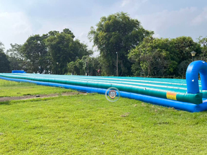 สไลเดอร์น้ำสีเขียวยาวพิเศษ 160 เมตร เกมสไลเดอร์น้ำเป่าลมแบบเลนเดียว สำหรับงานอีเว้นท์ฤดูร้อน - Product Image 5