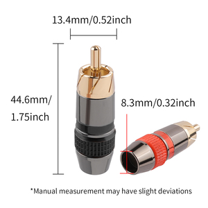 Connecteur <span class=keywords><strong>RCA</strong></span> plaqué or 24 carats OEM - Prise audio mâle avec design à vis, grande ouverture de 8,3 mm pour câble de haut-parleur DIY - Product Image 2