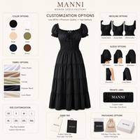 Robes de Soirée Personnalisées pour Femmes, Élégantes, Col Carré, Manches Bouffantes, Dos Ouvert, Ceinture Élastique, Ourlet Superposé, Vente en Gros