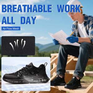 Chaussures de sécurité de travail DSYX G0913-41 anti-éclatement, anti-perforation, à lacets, avec embout en acier, respirantes, en cuir ultra-fin en fibre tricotée - Product Image 4