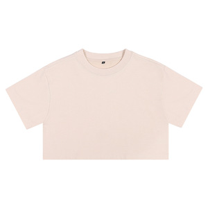 Women's Oversize Cropped T-Shirt <b>Round</b> Neck Short Sleeve Solid Color Casual Summer Breathable <b>Canvas</b> Street Fashion Style MLXL - Product Image 3