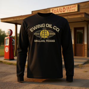 Ewing Oil Co T-shirt à manches longues Dallas Texas Design rétro vintage - Product Image 3