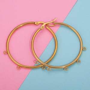 Base de boucles d'oreilles avec anneaux |   Porte-breloques grand cercle en acier inoxydable plaqué or PVD 18 carats pour la fabrication de bijoux DIY - Product Image 3