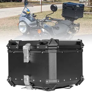 กระเป๋าอุปกรณ์เสริมมอเตอร์ไซค์อลูมิเนียมสีเงินแบบง่ายกล่องอานขนาดเล็กน้ำหนักเบาสำหรับรถจักรยานยนต์