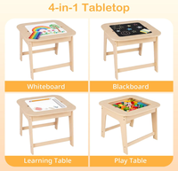 Ensemble table et chaise d'activités en bois 3-en-1 avec tableau noir et tableau blanc amovibles pour les tout-petits - Arts, artisanat, dessin, lecture, jeu