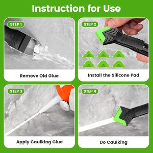 Silicone <b>Scraper</b> Squeegee Glue Remover Knife Caulking Angle Beauty Crack Trowel Tool Grout <b>Scraper</b> Kit 3in1 Multifunctional Home - Product Image 4