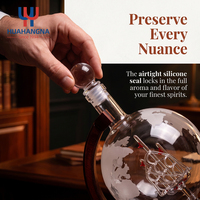 Juego de Decantador de Whisky de Lujo con Base de Madera, Decantador de Vidrio con Mapa del Mundo y Vasos de Whisky para Regalos Premium al por Mayor