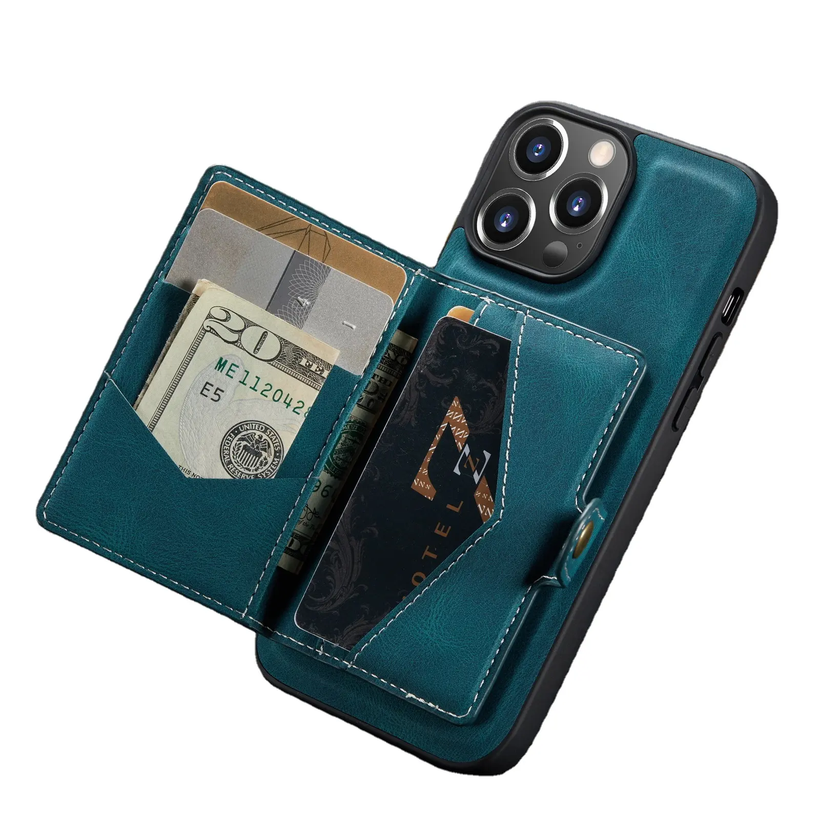 Luxus Slim Fit Premium Lederabdeckung für iPhone 15 14 13 12 Plus Pro Samsung S22 S20 S21 Brieftasche Karten-Slots stoßfestes Klapp etui