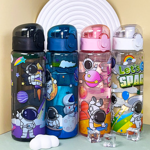 Nouvelles Bouteilles d'Eau en Plastique sans BPA, Créatives et Mignonnes pour Enfants, avec Paille, Design Original pour Maison, École, Camping, Isolation Thermique et Logo Personnalisable - Product Image 1