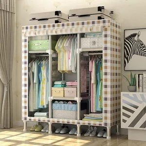 Free Sample Wardrobe Clothes Portable Walk Systems Cloth Wire Metal Fabric Portable Closet Organizer In Closet Organizer