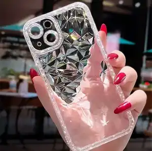 Hot Bling glitter lens design diamond cover rhombus TPU phone case for iPhone 15 14 plus 13 12 11 Pro max XS XR soft back case