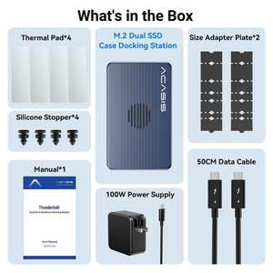Boîtier <span class=keywords><strong>Thunderbolt</strong></span> 4 en aluminium double baie pour SSD M.2 NVMe, station d'accueil 6-en-<span class=keywords><strong>1</strong></span> 40 Gbit/s pour 4K60Hz, charge PD 100W, USB3.2 Gen2 - Product Image 4