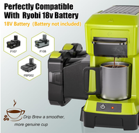 Cafetière sans fil QIYUN CM05 pour batterie Ryobi 18V, portable, à filtre, avec moulin à café électrique, plastique et métal, camping-car, camping