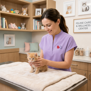 Ensemble d'uniformes vétérinaires brodés sur mesure avec logo cœur et chat pour le personnel d'hôpital vétérinaire - Product Image 6