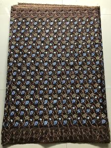Tissu en dentelle africaine de haute qualité, 5 yards, en sergé brodé tissé pour voile, idéal pour les robes de mariée nigérianes - Vente en gros - Product Image 2