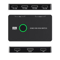Boîtier commutateur KVM pour clavier, souris, imprimante – Adaptateur Hub KVM USB Plug and Play – Répartiteur d'équipement d'affichage pour partage de 2 PC