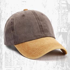 American Style High-quality Washed 100% Cotton 6-panel Baseball <b>Cap</b> Custom logo Color-block Adjustable <b>Men</b> Women Baseball <b>Cap</b> - Product Image 3