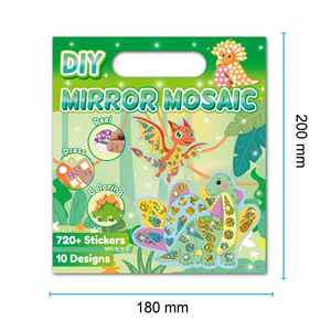 ที่คั่นหนังสือเด็กอเนกประสงค์ ไดโนเสาร์น่ารัก ของเล่นงานฝีมือ DIY สติ๊กเกอร์เลเซอร์โมเสก 10 แท็กสร้างสรรค์สำหรับเด็ก - Product Image 6
