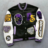 Veste universitaire personnalisée pour hommes, patch en chenille, streetwear, boutons pression, col côtelé, fabricant de vêtements OEM