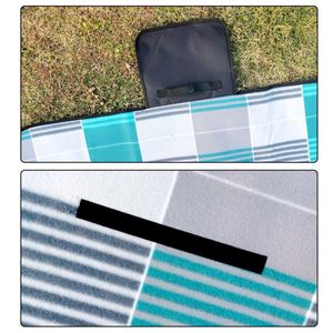 Classic Striped Picnic Fleece Waterproof Extra Large <b>Foldable</b> <b>Beach</b> Mat Portable Camping Blanket With Handle for Travel - Product Image 4