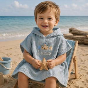 Hooded Solid Color Kids <b>Beach</b> <b>Towel</b>-Soft Poncho <b>Towel</b> for Babies & <b>Toddlers</b>-Lightweight Waffle Cotton Outdoor & Home Use - Product Image 4