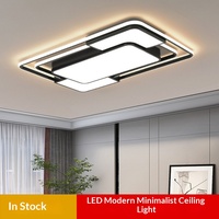 Plafonniers LED modernes noirs à intensité variable avec télécommande 3500K certifiés SAA Éclairage de chambre à coucher CRI élevé 90+ Design carré