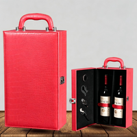 Boîte à vin en cuir de luxe pour deux bouteilles, logo personnalisé, portable, emballage cadeau pour deux bouteilles de vin rouge, pour offrir du vin