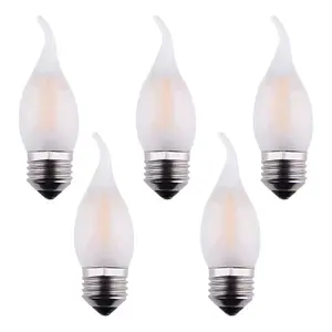 厂家直销白色磨砂可调光E12 E14 E26 E27底座C35蜡烛发光二极管灯丝灯泡