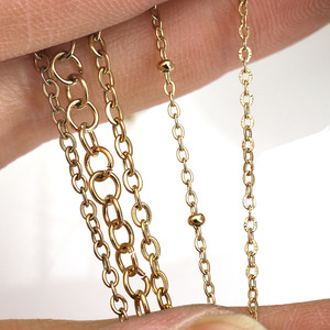 Cadena de acero inoxidable chapada en oro de 14k con cierre de langosta para la fabricación de collares, accesorio de joyería H1698 - Product Image 2