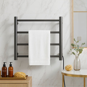 Elemento de calefacción eléctrica de acero inoxidable negro moderno, estante colgante de pared Vertical para espacio <span class=keywords><strong>pequeño</strong></span>, accesorio de baño, calentador de toallas - Product Image 2