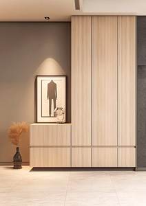 Meuble à chaussures intégré en bois massif de style européen, gain de place, avec tabouret, taille pratique pour l'entrée - Product Image 5