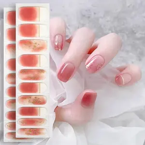 UV Semi Cured Gel Red Polish Nail Sticker French nail design Gold foil Assorted color 2sheets/set 1 minute Manicure