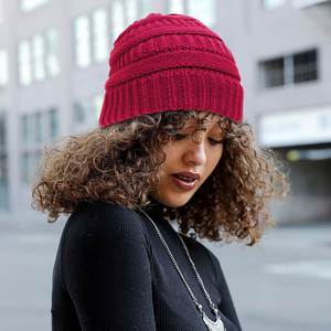 Gorro de Punto Personalizado con Logotipo, de Moda, para Otoño e Invierno, Cálido, de Color Sólido, Acrílico, Suave y Grueso, Accesorio para el Cabello Estilo Americano - Product Image 2