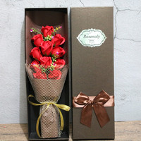 Boîte cadeau de 11 roses en savon, fleurs artificielles - pour le festival Qixi, la Saint-Valentin, Noël, un anniversaire, un mariage ; cadeau créatif