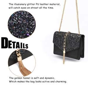 Royal Fair RTS in Stock Borsa a Tracolla <span class=keywords><strong>Nera</strong></span> Glitterata, Pochette <span class=keywords><strong>da</strong></span> <span class=keywords><strong>Sera</strong></span>, Borsa per Appuntamenti, Borsa a Catena alla Moda per Donne, Borsa <span class=keywords><strong>da</strong></span> Festa - Product Image 5